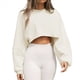 thumbnail image 3 of Sudaderas de Larga con Globo para Mujer, Sudaderas , Cuello Redondo Extragrande Albaricoque XS, 3 of 9