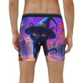 thumbnail image 2 of Men's Boxer Briefs, Halloween Cute Black Cat Witch Hat Soft and Breathable Mens Underwear Boxer Briefs With Widen Waist, 2 of 5