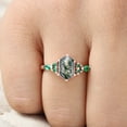 thumbnail image 2 of JEWELRYTREASURE 9x7 mm / 2 Ct Hexagon Shape Natural Moss Agate Ring Emerald Cluster Jewelry Rose Gold Plated Engagement Ring Art Deco Ring Wedding Gift for Women, 2 of 7