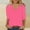 Hot Pink, variant on AOOCHASLIY Spring Saving Women's Fashion Solid Color Loose T-shirt 3/4 Sleeves Blouse V-Neck Casual Tops