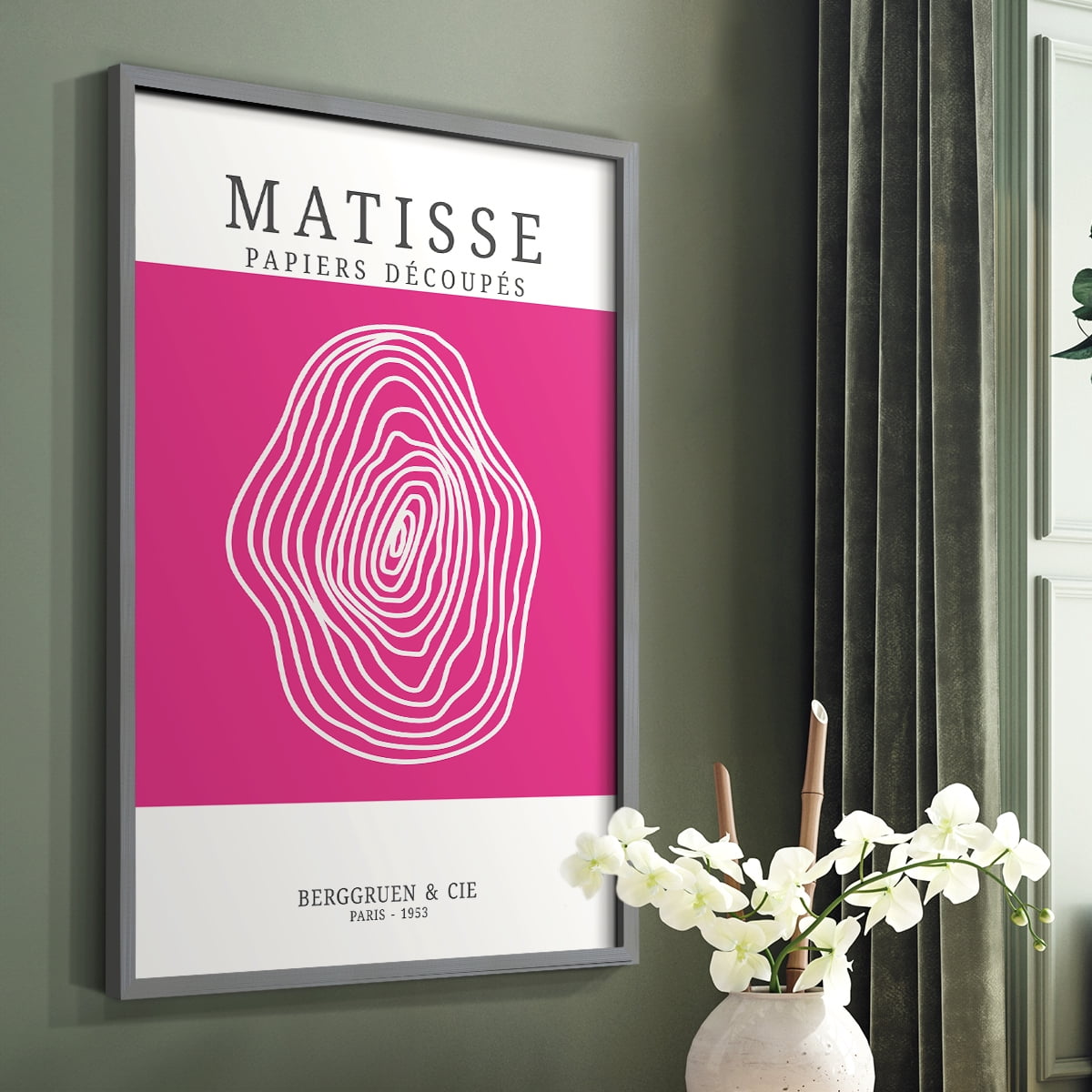 Matisse CDXXIII in Gray Solid Wood Framed Print No Nail Hanging