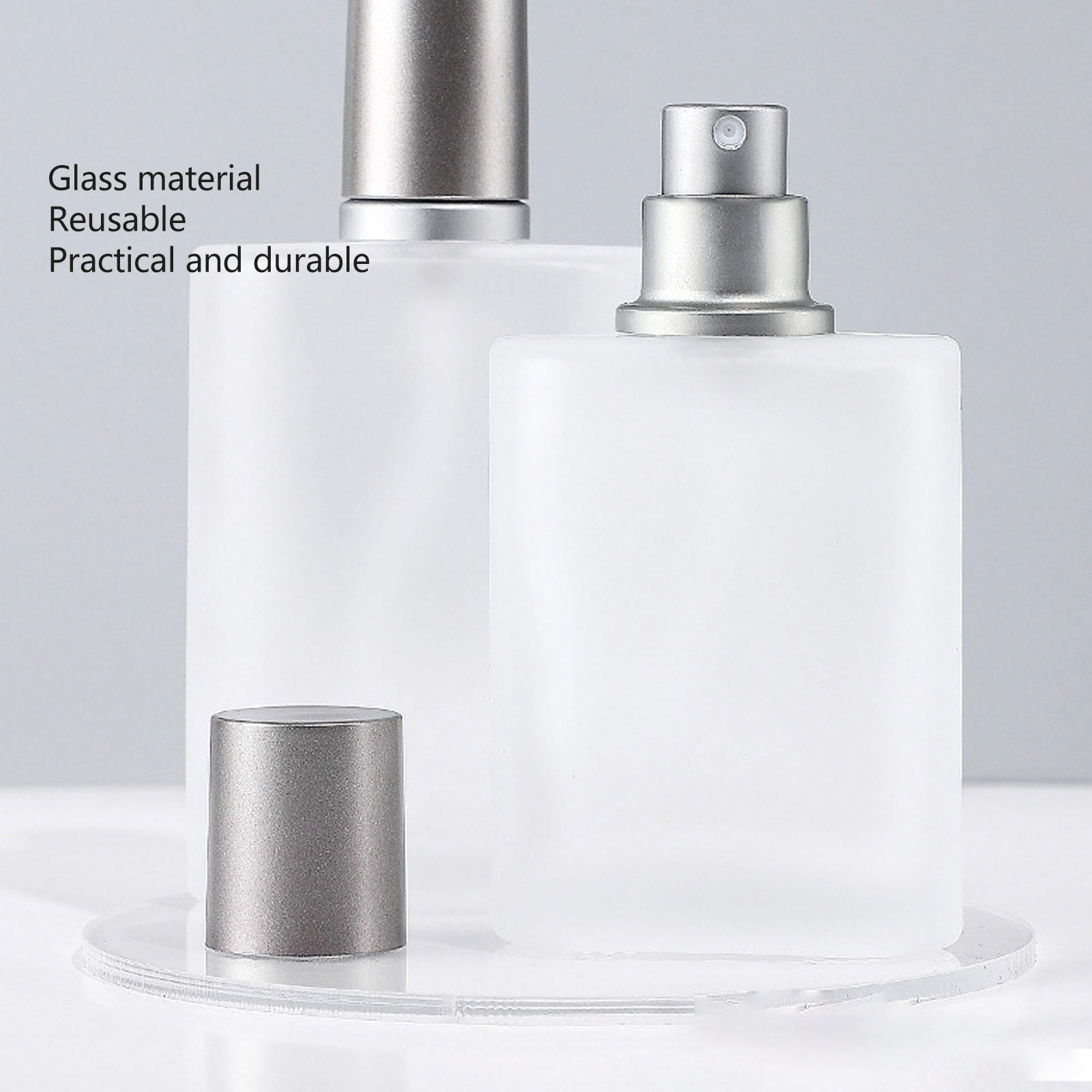 LAZIOEGR 2-Pack 50ml Thick Glass Perfume Spray Bottles – Matte Transparent, Leak‑Proof, Refillable – Ideal for Perfume, Cologne, Makeup Remover, Travel & Outdoor Use