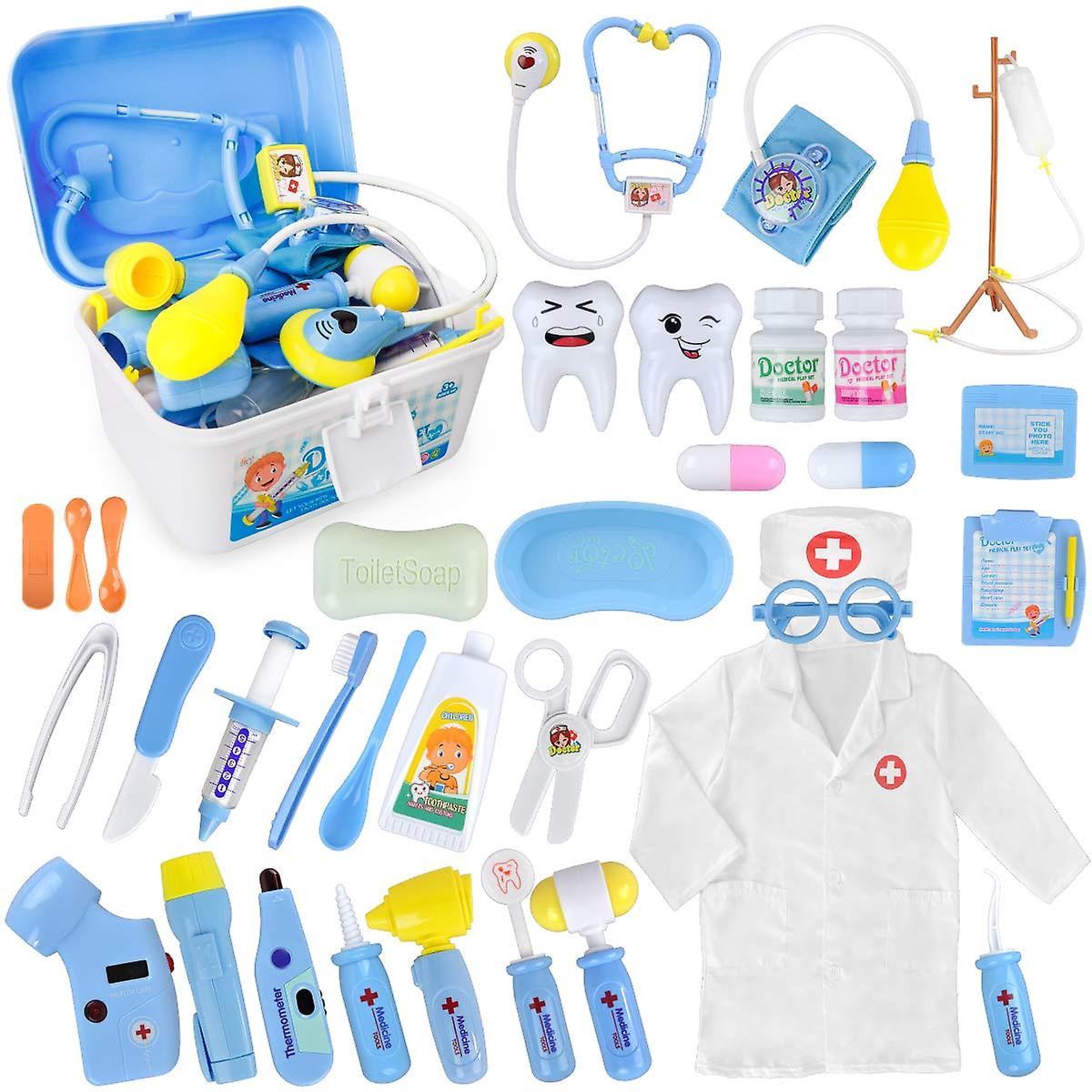 Kit Médical pour Enfants 35 Pack avec Lumière et Son Bleu