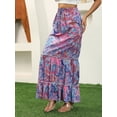 thumbnail image 4 of Women's Paisley Print Maxi Skirt Casual High Waist Tiered Ruffle Skirt Summer Boho Flowy Skirts S-2XL, 4 of 8