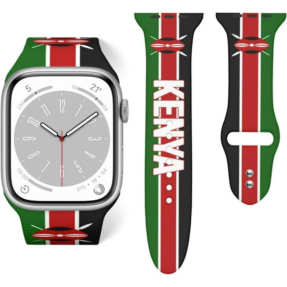 Kenya Flag Watch Band For Apple Wristband Band For Iwatch Series Soft Silicone