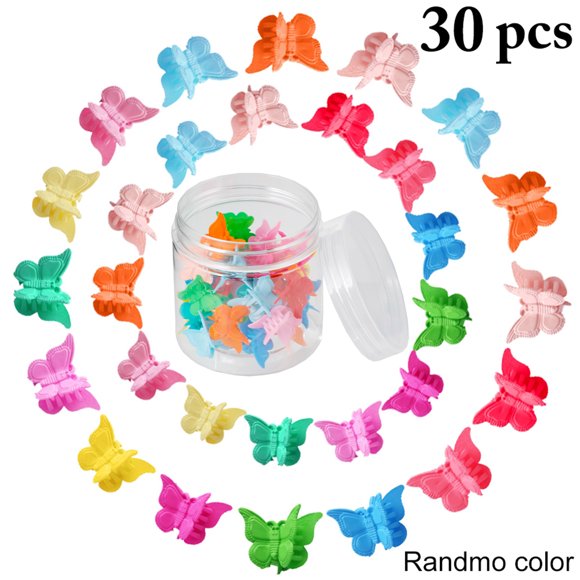 30 Packs Assorted Color Butterfly Hair Clips, Beautiful Mini Cute Butterfly Hair Claw Clips Hair Accessories for Kids Girls and Adult Women, with Storage Box