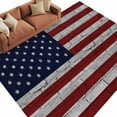 thumbnail image 3 of 5x8Ft Area Rugs American Flag Non-Skid Rubber Backing Large Rectangle Rugs - Living Room Bedroom Home Office, Vintage Brick Wall Star Striped Red Blue Indoor Floor Mat Carpets Washable Rug, 3 of 9