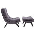 thumbnail image 2 of Pemberley Row Bonded Leather Pewter Gray Lounge Chair and Ottoman Set Rectangular Grid Tufted 36.75"H Unassembled, 2 of 4