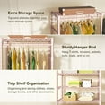 thumbnail image 5 of E1 Heavy Duty Closet Garment Rack, 6 Tiers Adjustable Metal Freestanding Expandable Clothing Storage with 4 Hanger Rods, Easy to Assemble Wardrobe, 71.4" H x (70" - 88.2") L x 14" D, Pink, 5 of 14