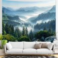 thumbnail image 3 of Nature Forest Mountain Tapestry Green Misty Pine Tree Tapestry for Bedroom Aesthetic Foggy Woodlands Sky Landscape Tapestries Wall Hanging for Living Room Dorm 60 x 40 Inch, 3 of 6