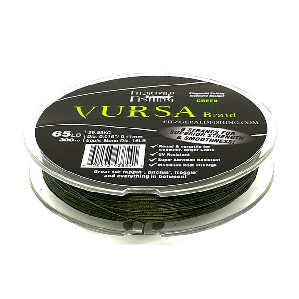 Fitzgerald Vursa Braid Moss Green, 80 lb 300 yd Fishing Braided Line, 8