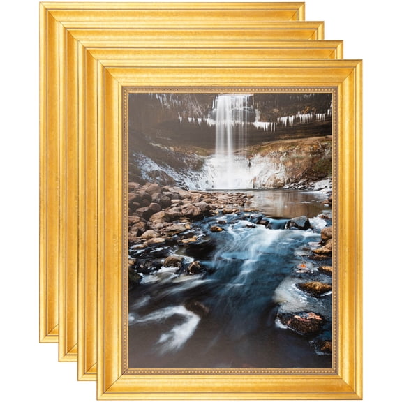 ArtToFrames 4" x 17" Antique Gold Picture Frame, 4x17 inch Gold Wood Poster Frame (WOM-2035), 4 Pack