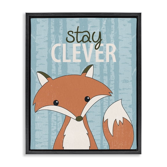 Stupell Industries Eclectic Stay Clever with Fox Black Floating Frame Canvas Art, 17 x 21, by Kim Allen