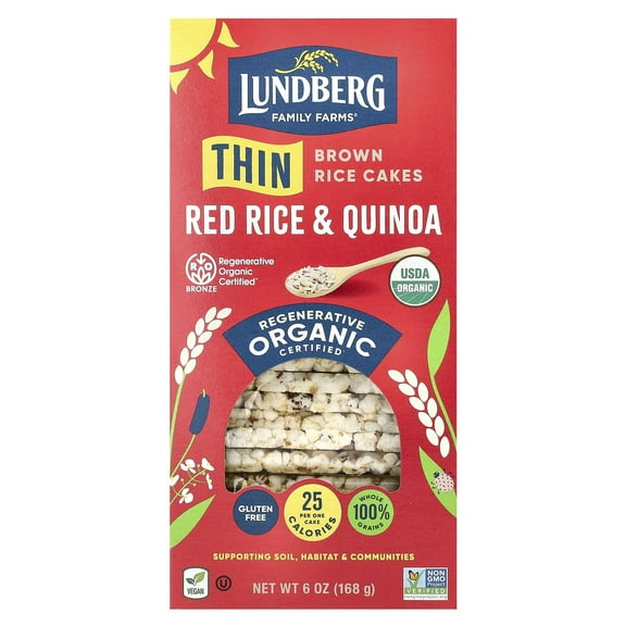 Lundberg Organic Thin Stackers Rice Cakes Red Rice & Quinoa 5.9 oz Pack of 2