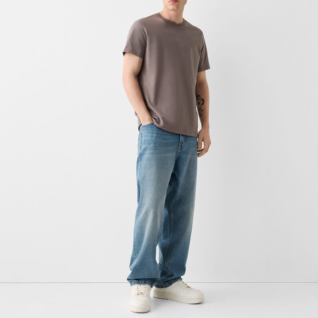 Loose Fit Jeans For Men Straight Leg Skater Low Rise Casual Stretch Denim Pants Streetwear Solid Color Travel Palazzo Pants Fall With Pocket
