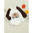 thumbnail image 3 of Qmyliery Baby Girl Boys Romper, Long Sleeve Round Neck Thanksgiving Day Cartoon Print Loose Short Romper,0-18 Months, 3 of 9