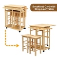 thumbnail image 3 of VINGLI Portable Kitchen Islands with 2 Square Stools, Pine Burlywood, 32.09 in, 3 of 7