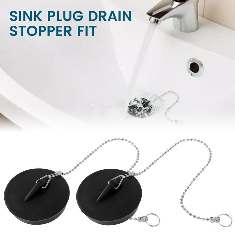 MLfire 2Pcs Bath Tub Drain Stopper Universal Rubber Bath Plug Bathtub  Kitchen Bathroom Sink Water Stopper Seal with Chain Fit 4.95 and 4.4 cm Drain  Plug 