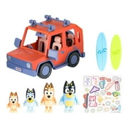 Bluey Heeler 4WD Family Toddler Toy Car with 4 Figures, Surfboards and Sticker Sheet, Pretend Play, Toys for Kids Ages 3+, Amazon Exclusive