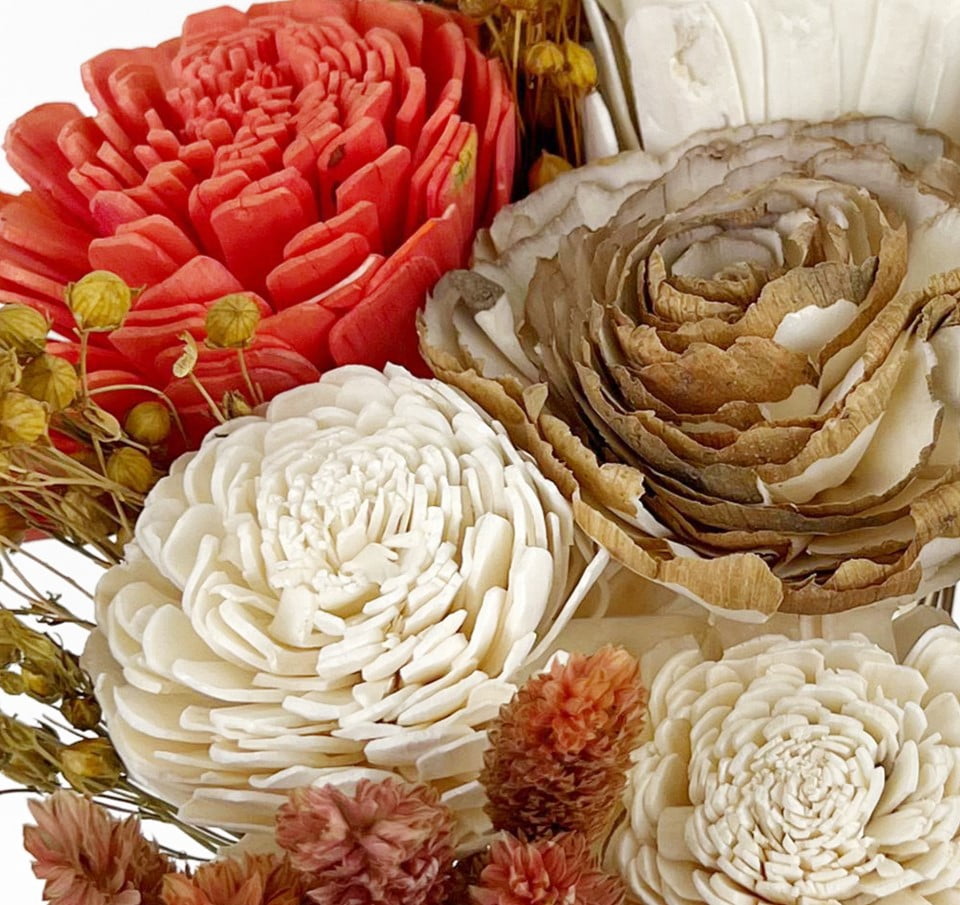 18" Botanical Avenue Luna Bouquet Coral Pink, dried flower bouquet, boho floral arrangement, preserved flower bouquet, everlasting flowers, dried floral décor, coral pink home décor, handmade