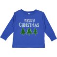 thumbnail image 3 of Inktastic Merry Christmas Green Plaid Christmas Trees Boys or Girls Long Sleeve Toddler T-Shirt, 3 of 5