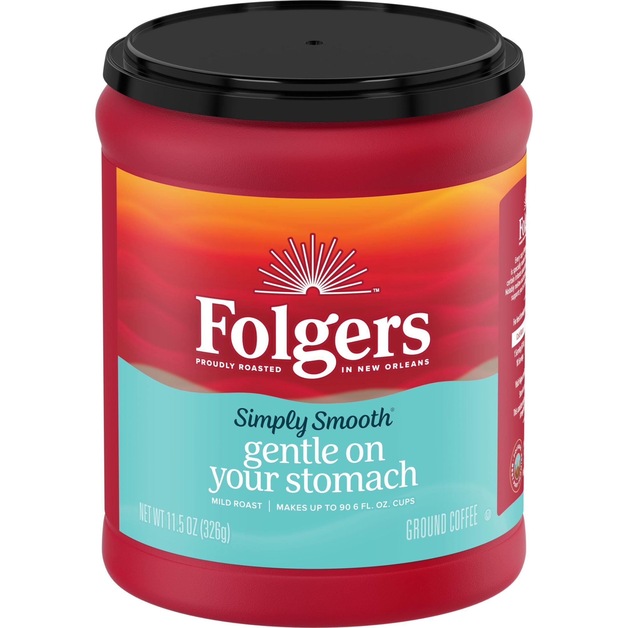 Folgers Simply Smooth Ground Coffee, Mild Roast, 11.5 oz Canister