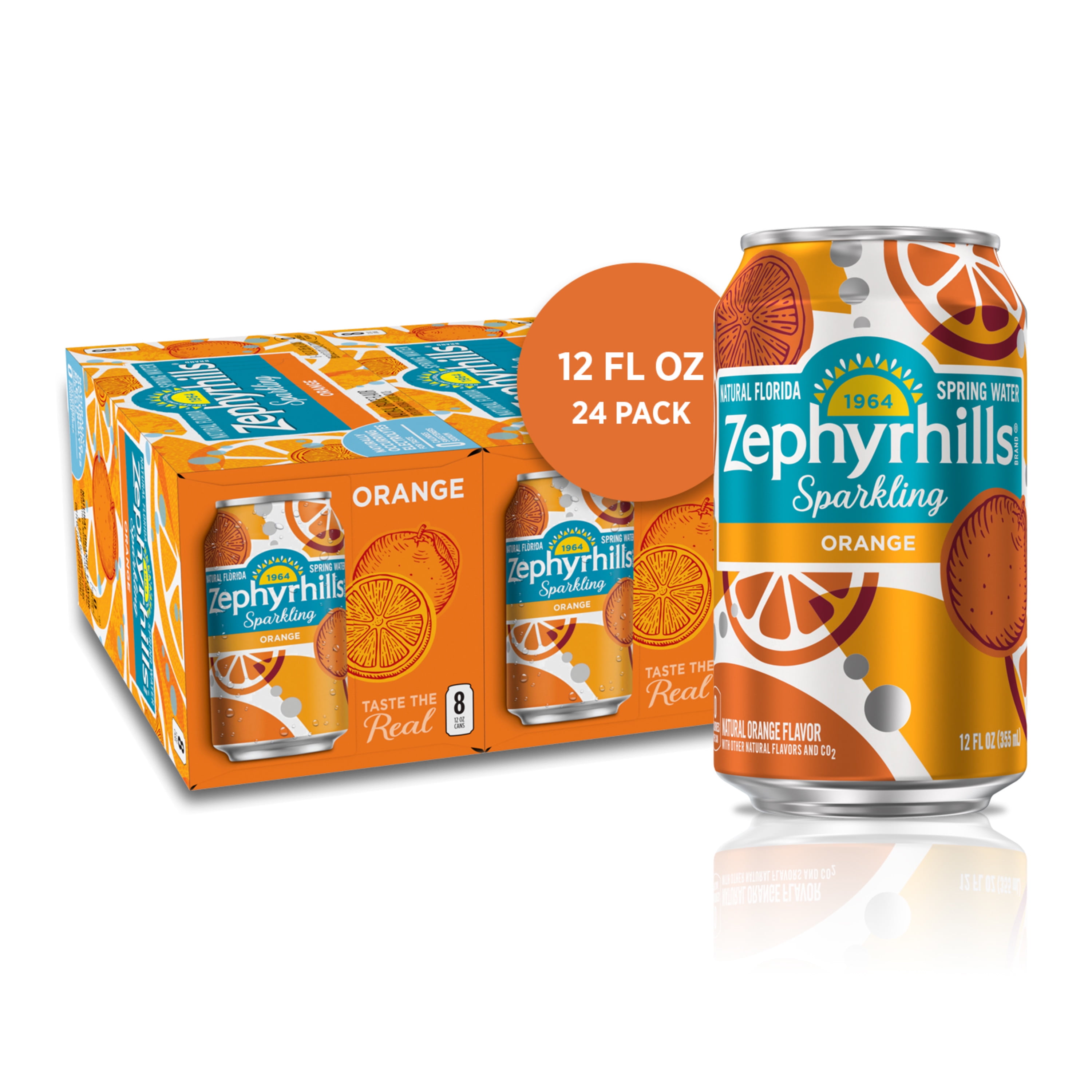 Zephyrhills Sparkling Water, Orange, 12 oz. Cans (24 Count) - Walmart.com