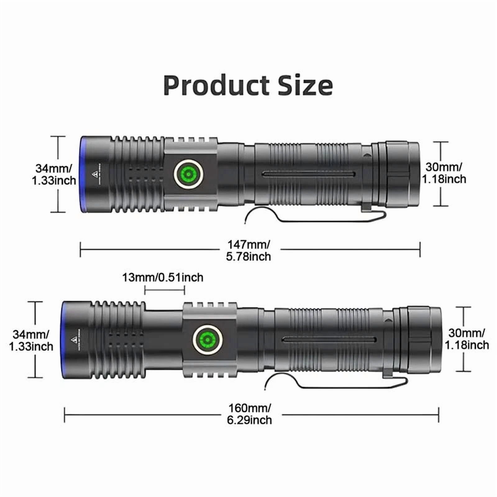 50000000 Lumens Super Bright LED Tactical Flashlight Rechargeable LED Work Light