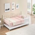 thumbnail image 7 of Twin Daybed with Trundle, Metal Trundle Bed, Sofa Bed Frame, Heavy Duty Metal Slats, for Living Room, Bedroom, Guest Room, Space Saving, White, 7 of 7
