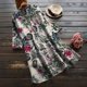 thumbnail image 3 of Mujeres Casual Lino Suelto Impreso Botón Manga Larga Camisa Larga Blusa Tops Fridja hj136, 3 of 4