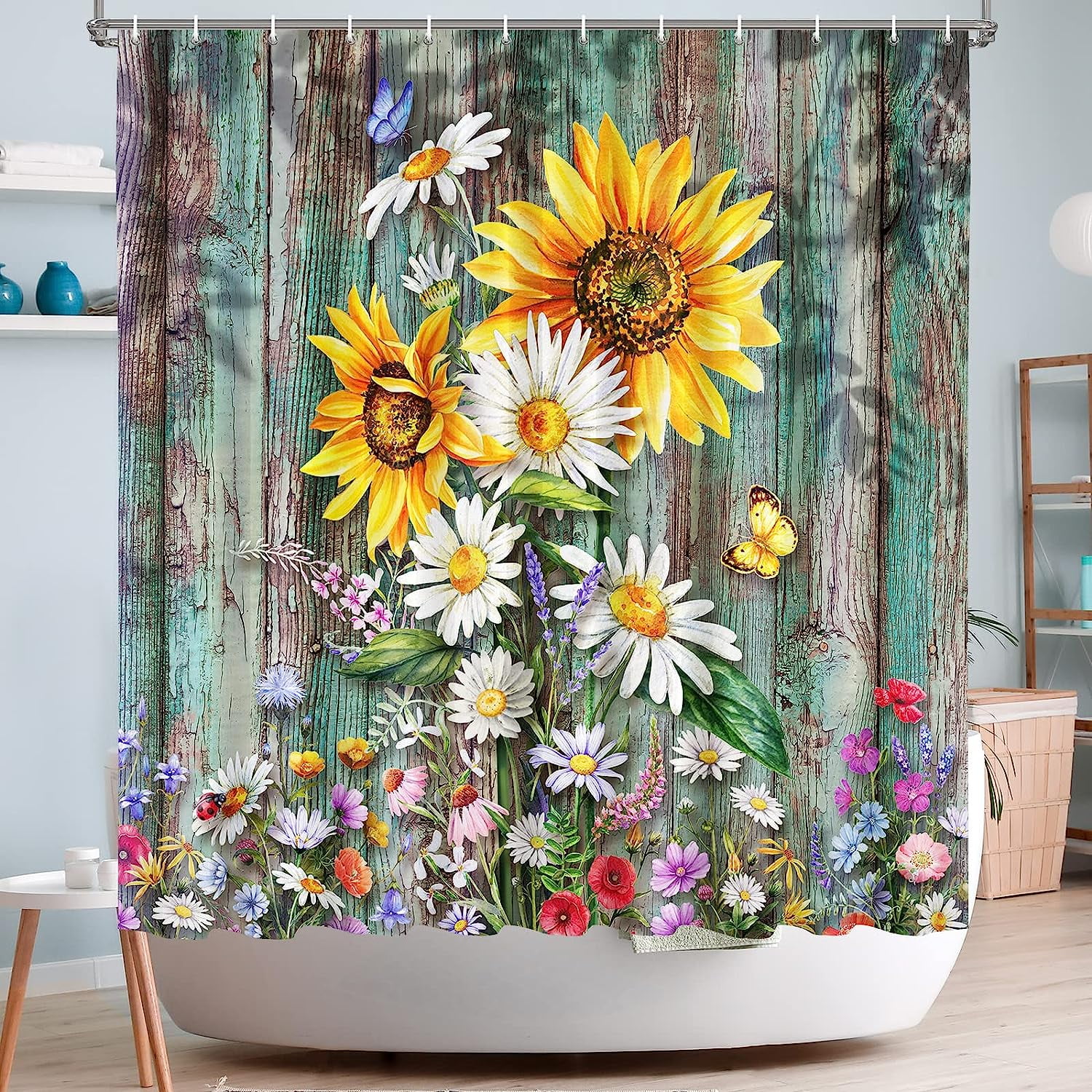 JOOCAR Sunflower Sunflower Bathroom Decor, Bathroom Shower Curtain Sets Machine Washable