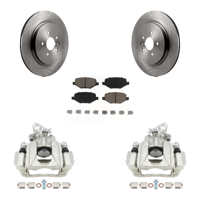 CMX Rear Disc Brake Caliper Rotors and Ceramic Pads Kit for Car Ford Flex Lincoln MKS KC8-100382C