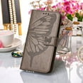 thumbnail image 5 of Dteck iPhone 12 Pro Case, Butterfly Patterned Wallet Case, Magnetic Hand Strap Credit Card Holder Slots Synthetic Leather Kickstand Protective Cover For iPhone 12 Pro, Gray, 5 of 15