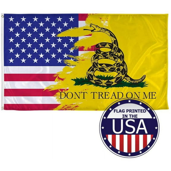 Vispronet Gadsden Flag – 3ft x 5ft American Flag and Gadsden Banner, Knitted Polyester, Flag Only