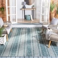 thumbnail image 2 of SAFAVIEH Courtyard Robert Striped Indoor/Outdoor Area Rug, Light Grey/Teal, 6'7" x 6'7" Square, 2 of 10