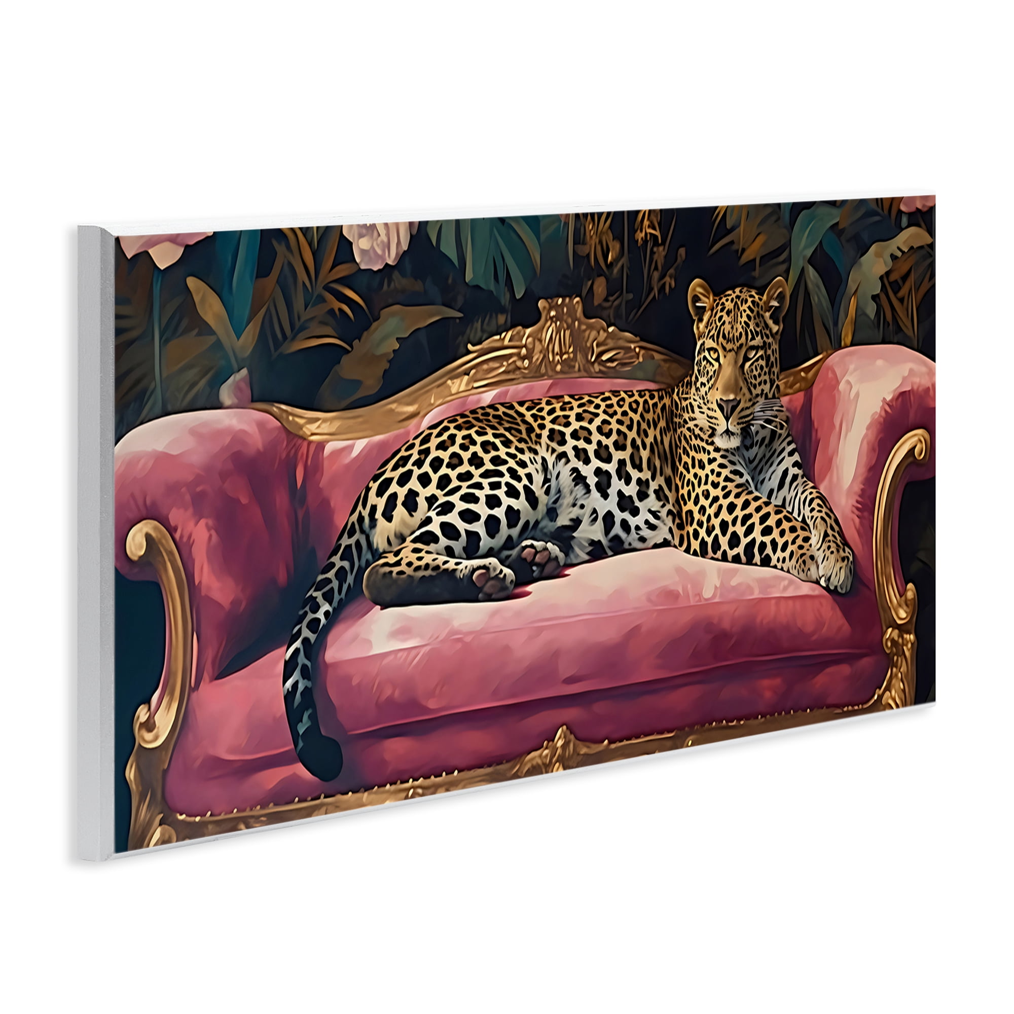 Stupell Industries Regal Relaxation Leopard on Pink Wall Plaque Art, design by Creative Studio