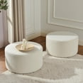 thumbnail image 5 of KINWELL Modern Round Boucle Upholstered Ottoman Set of 2, Multi-Functional Sofa Footrest, Side Table, Extra Seating for Living Room, Bedroom, Entryway (Cream White, 24" D x 24" W x 13" H), 5 of 9