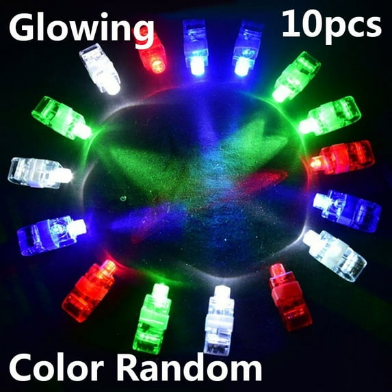 5/10pcs Funny Electronic Bright Cartoon Gift Party Favors Glowing Finger Toys Flashing In Dark LED Light Up Luminous Rings 10PCS GLOWING-COLOR RANDOM
