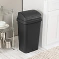 thumbnail image 3 of Sterilite Kitchen Trash Can, 13 Gallon Plastic Garbage Bin with Swing Top Lid, Black, 3 of 5