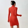 thumbnail image 4 of UJNDER Sweater Dresses for Women Women's Sweater Dress Turtleneck Split Hem Orange M, 4 of 6