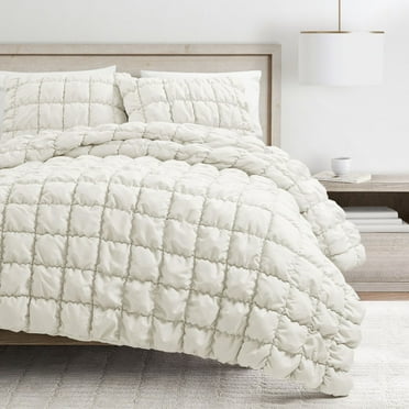 Lush Decor Puff Quilted Comforter & Shams Set Color: White Size: TWIN XL