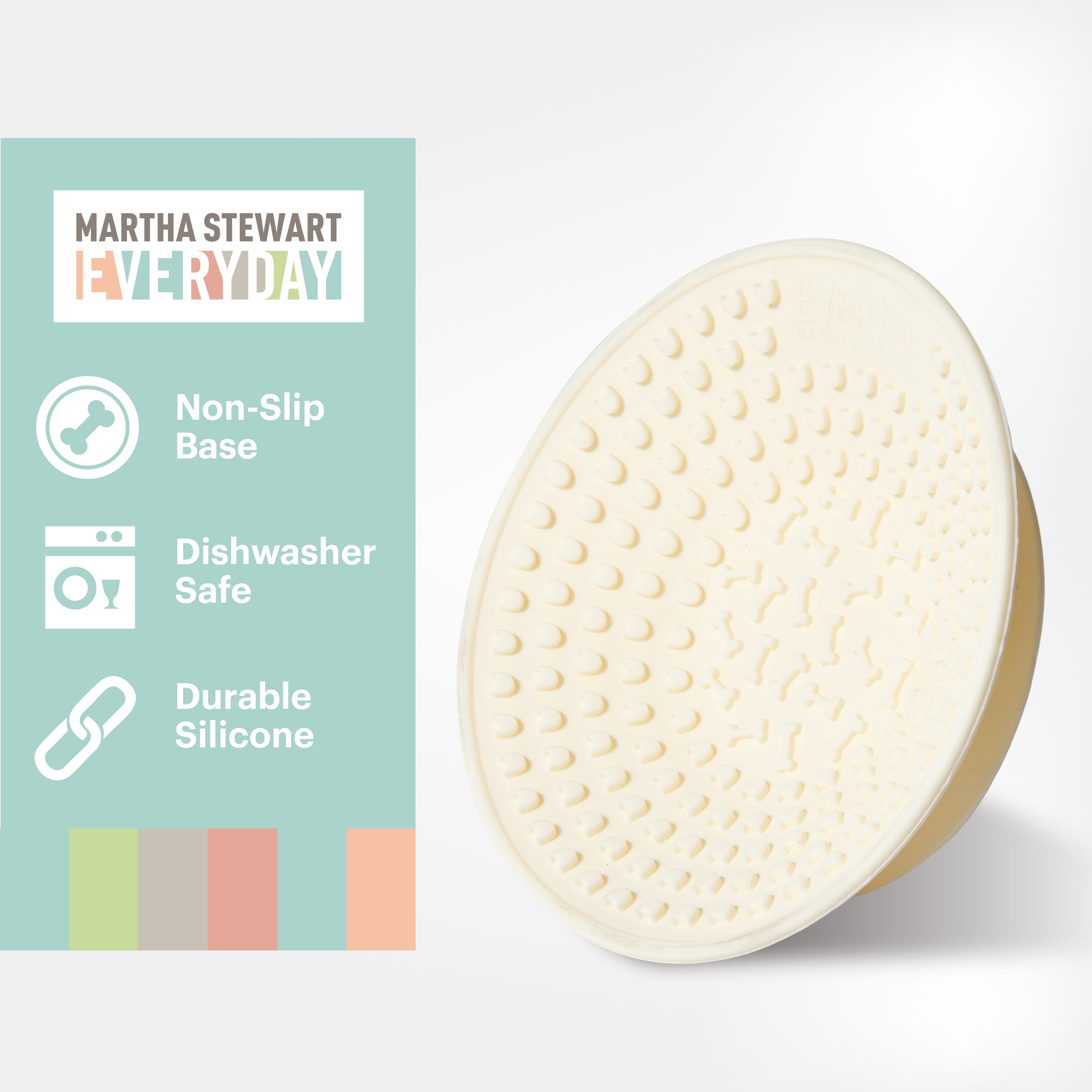 Martha Stewart Occupy Lick Bowl for Cats - Cream - Slow Feeder - Suction Bottom