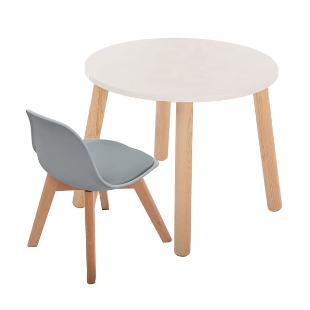 Mesa Circular 1 Silla Duduk Frankfurt Gris Barniz