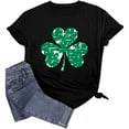 thumbnail image 6 of POTETI St Patricks Day Shirt Women Lucky Clover Short Sleeve Crew Neck Shirt Tops, 6 of 7