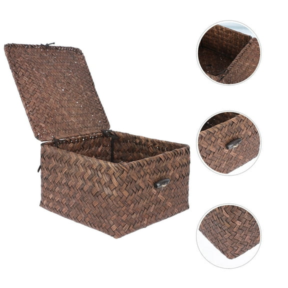 KALLORY Multi-Purpose Woven Storage Basket Dark Brown for Indoor Organization and Home Decor