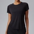thumbnail image 2 of SZJXBUY Short Sleeve Sheer Tops for Women Summer Casual Seamless Workout Athletic Yoga Tee Crewneck Gym Running Pullover T-Shirts Black,XL, 2 of 5