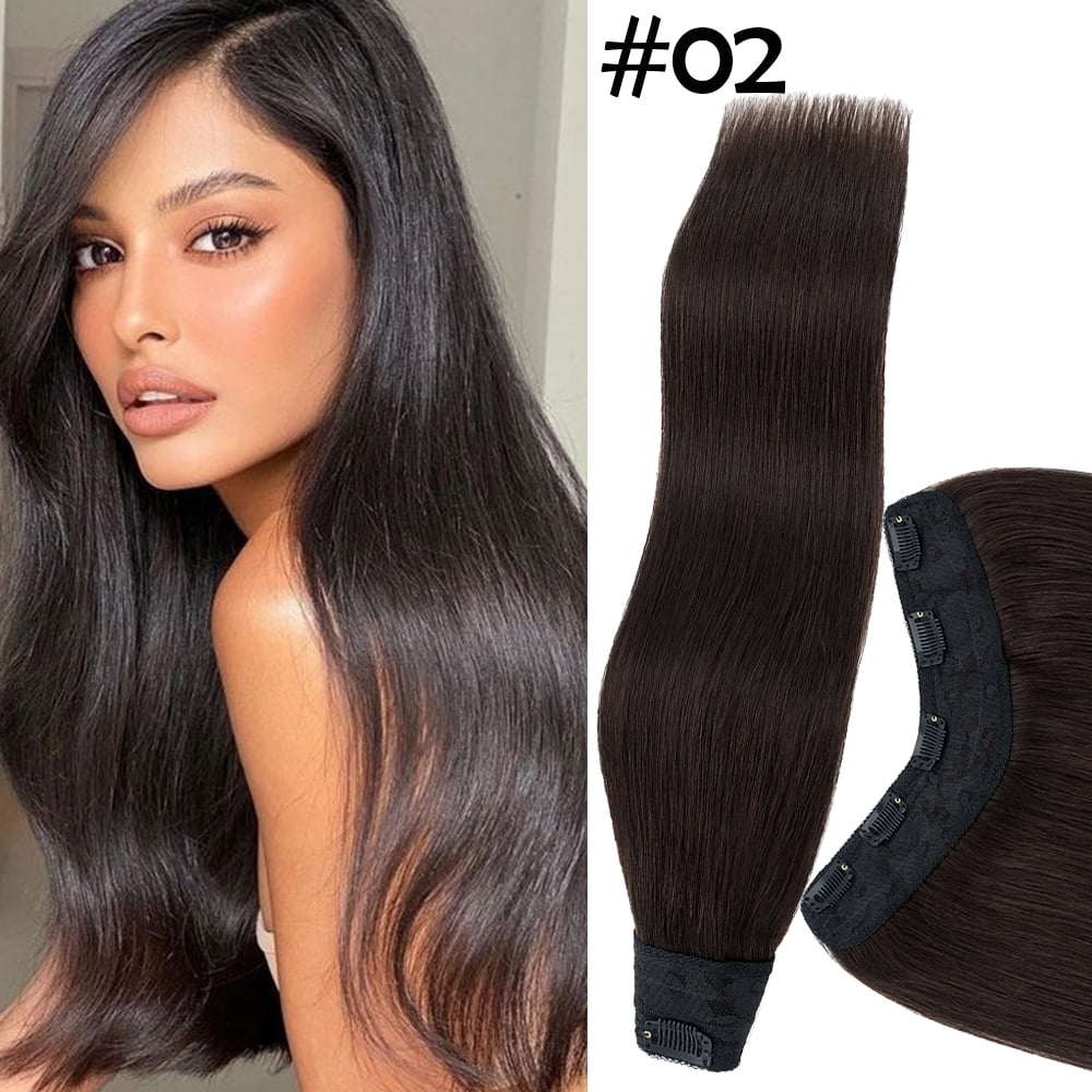 HAIRRO Clip In Hair Extensions V Shape U Part One Piece Clip in Remy Real Human Hair Extensions 3/4 Full Head