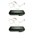 thumbnail image 2 of EYE ZOOM 2 Pack Men Metal Frame Square Aviator Style Geek Reading Glasses with Case , Gold, +1.50, 2 of 5