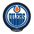 thumbnail image 1 of PowerDecal PWR7901 Decal NHL (R) Series Edmonton Oilers Logo; Backlit LED; Round; Blue/ White/ Orange; Black Plastic; 4.5 Inch Diameter, 1 of 1