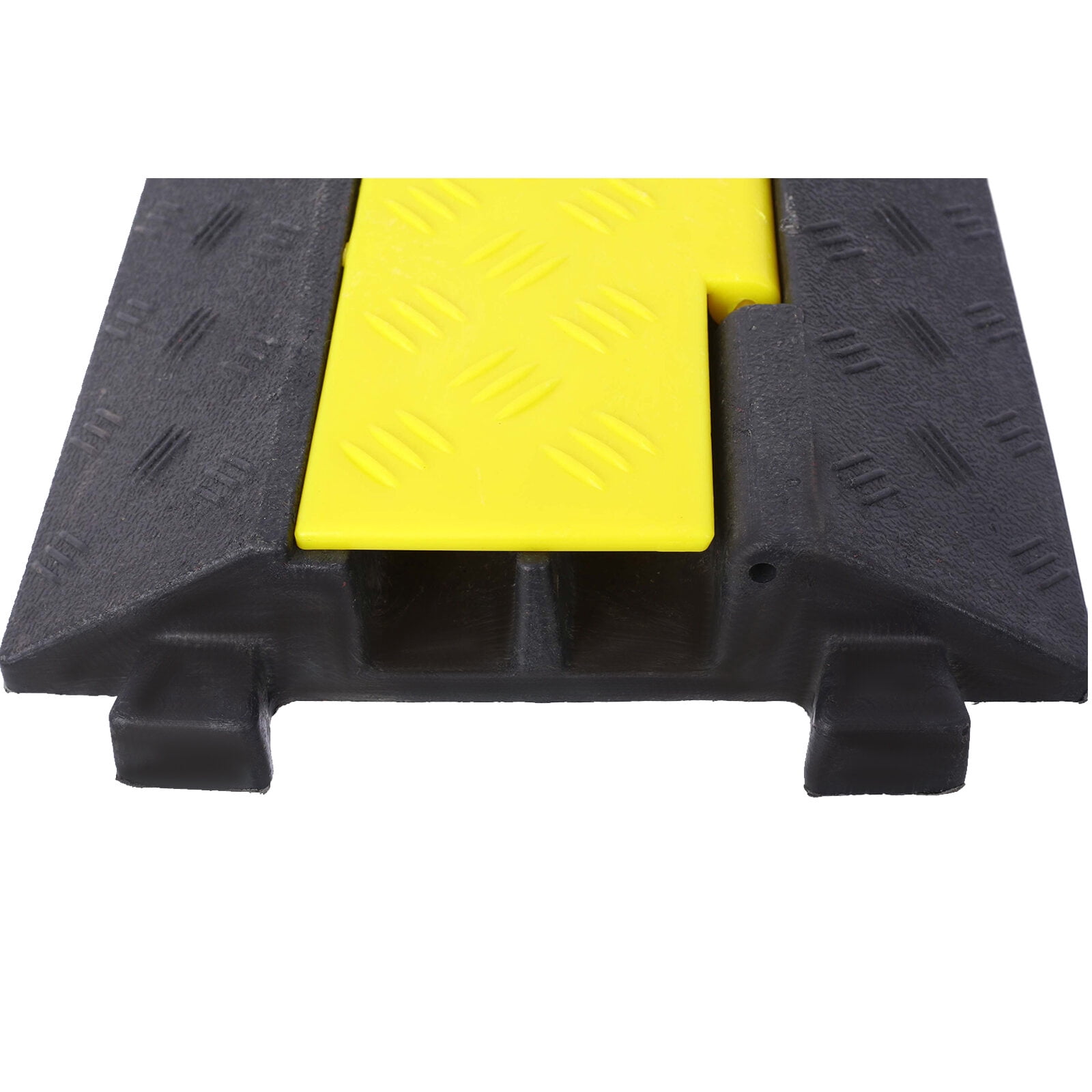 , Cable Protector Ramp, 2 Channels Speed Bump Hump, Rubber Modular Speed Bump Rated 5500LBS Load Capacity, Protective Wire Cord Ramp Driveway Rubber Traffic Speed Bumps Cable Protector,4 Packs,